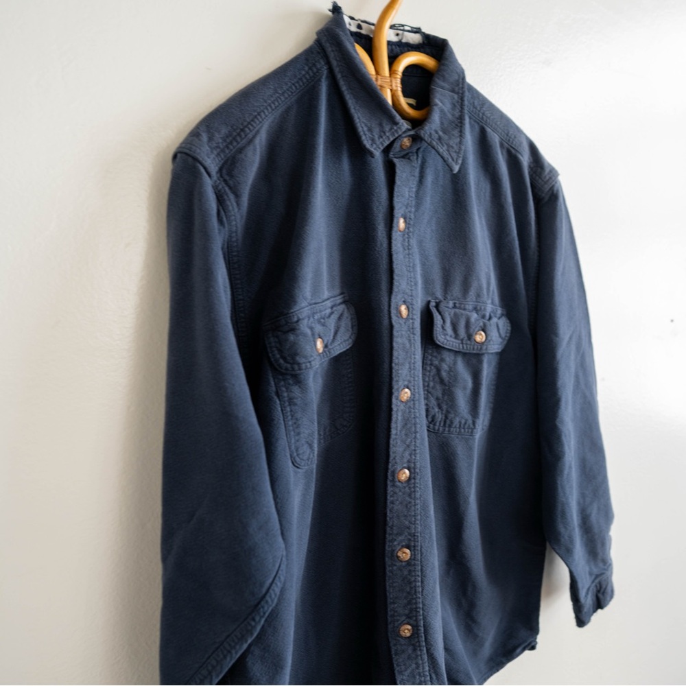 Field & Stream Indigo Button Down Shirt | Vintage Washed Blue | Utility Workwear
